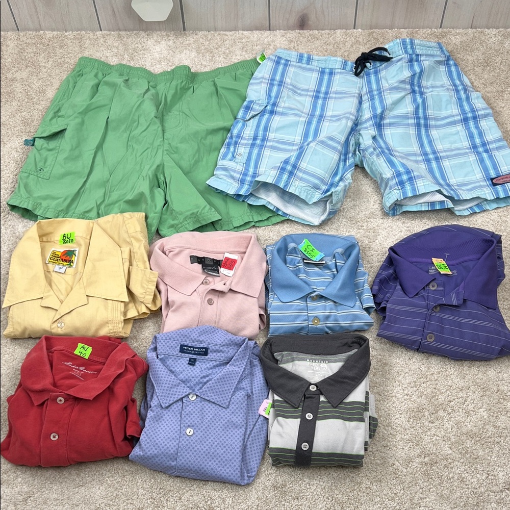 Mens Polo Shirt Lot Reseller Mixed Sizes Button Up Swim Suit Peter Millar Nike
